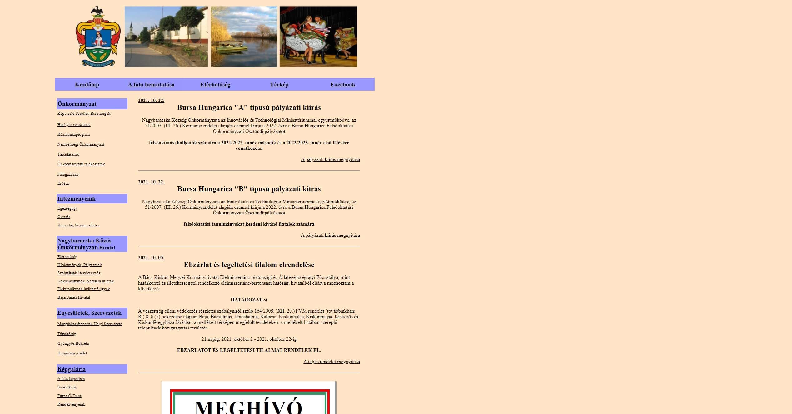 Régi weboldal - nagybaracska.hu felújítás, korszerűsítés Régi weboldal - nagybaracska.hu felújítás, korszerűsítés