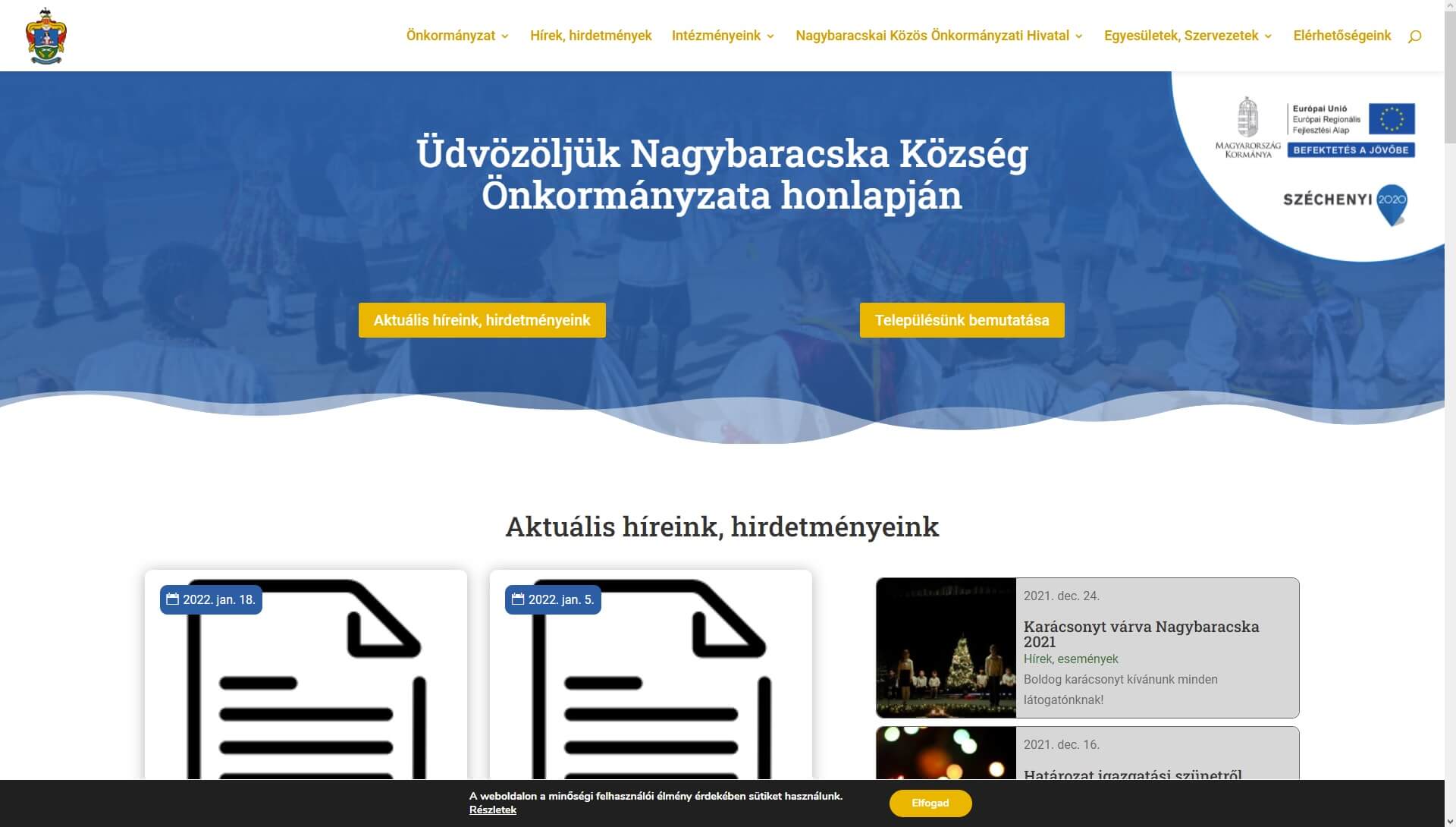 Nagybaracska.hu weboldal felújítás